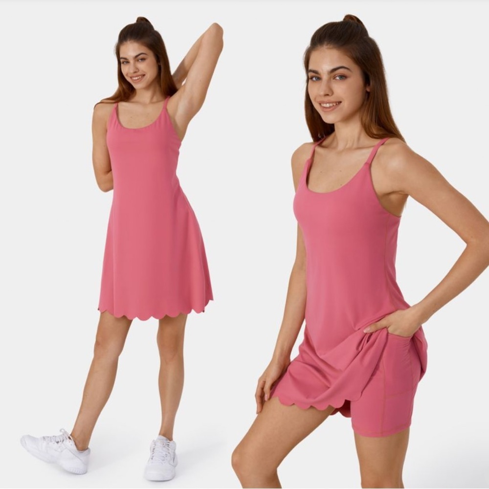 HALARA NWT Scalloped Hem Tennis Dress, Built-In Shorts Golf, Preppy, Pickleball